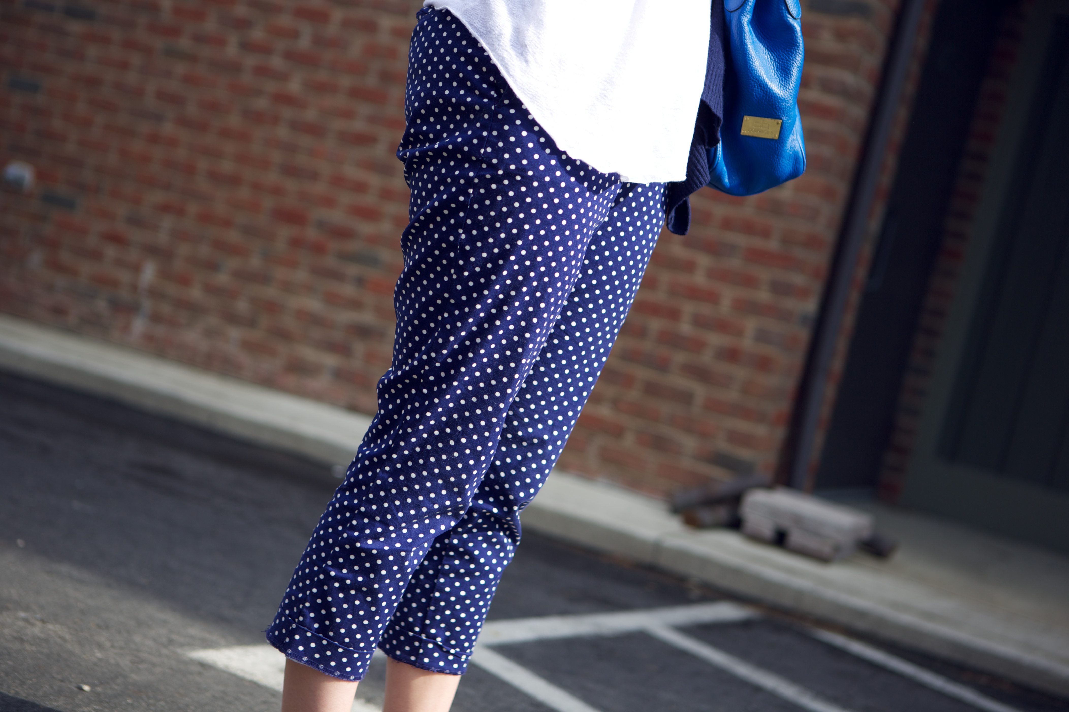 polka dot trousers outfit