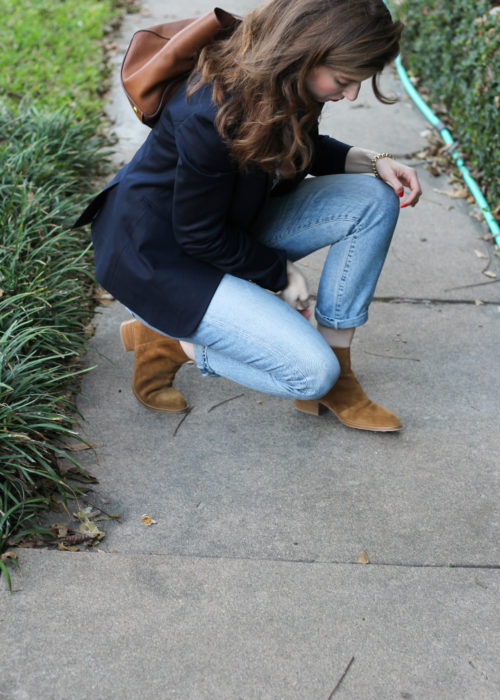 citizen of humanity jeans, mom jeans and booties, jeans and blazer outfit, fall outfit