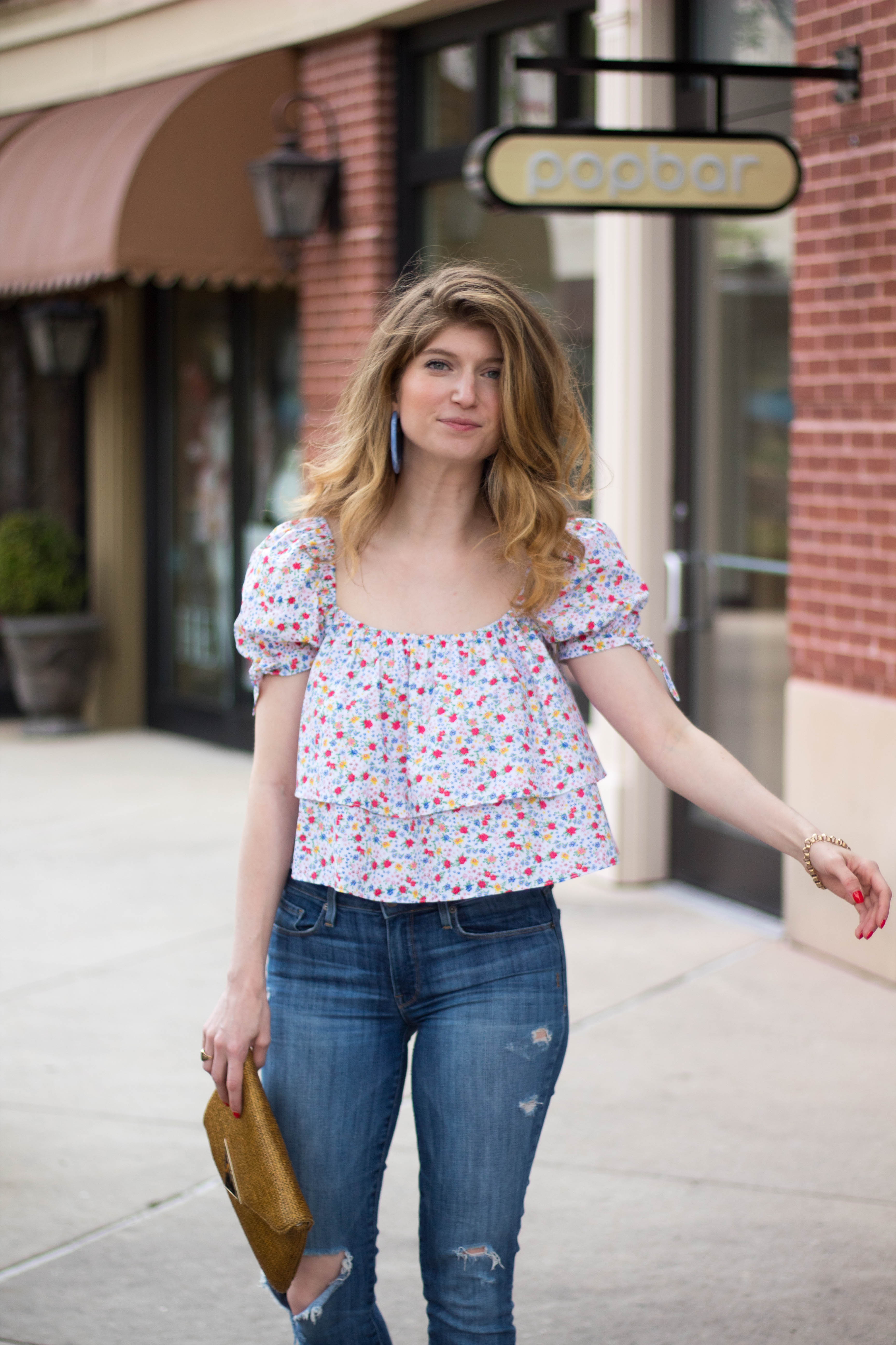 puff sleeve floral top, floral top, likely top, shopbop